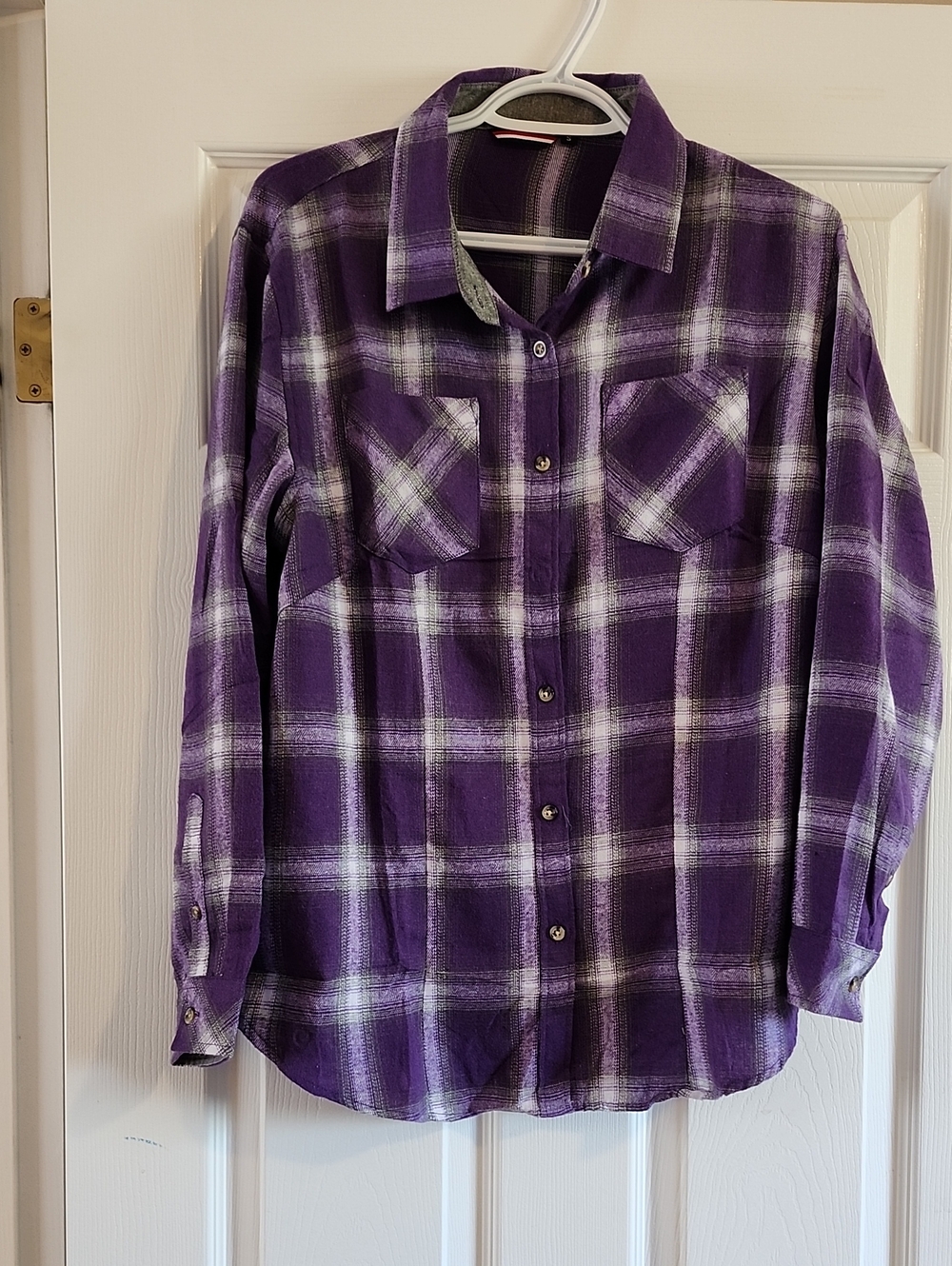 Amazon Purple and White Plaid Button-Down Shirt